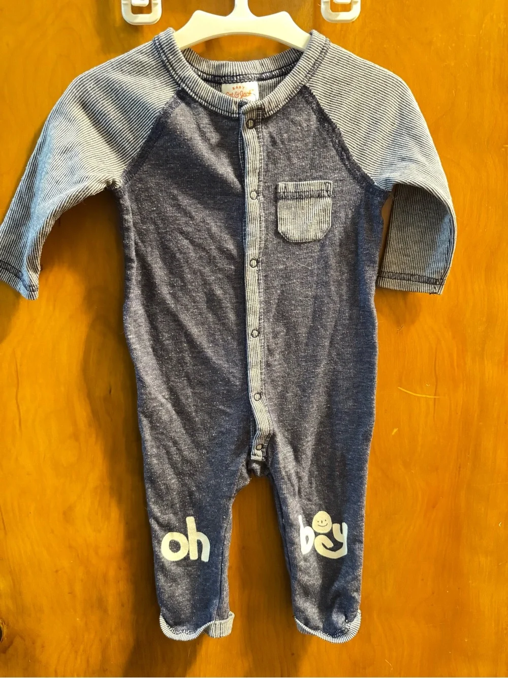 Cat & Jack Navy and Heather Blue Baby One-Piece Footie